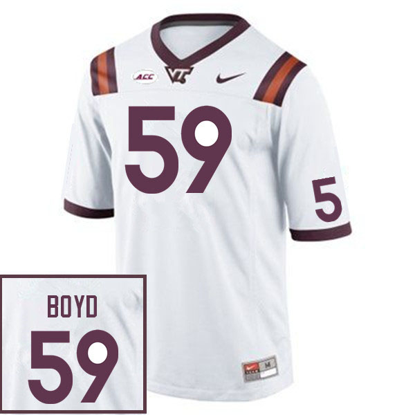 Men #59 Chris Boyd Virginia Tech Hokies College Football Jerseys Sale-White - Click Image to Close